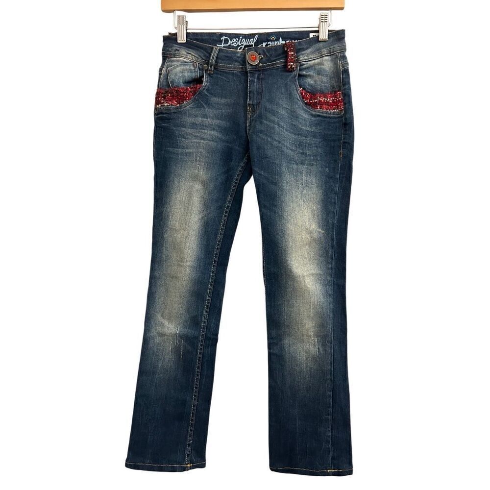 Desigual The Fun Slim Fit Jeans Yarn tweed accent size 26 Y2K low-rise